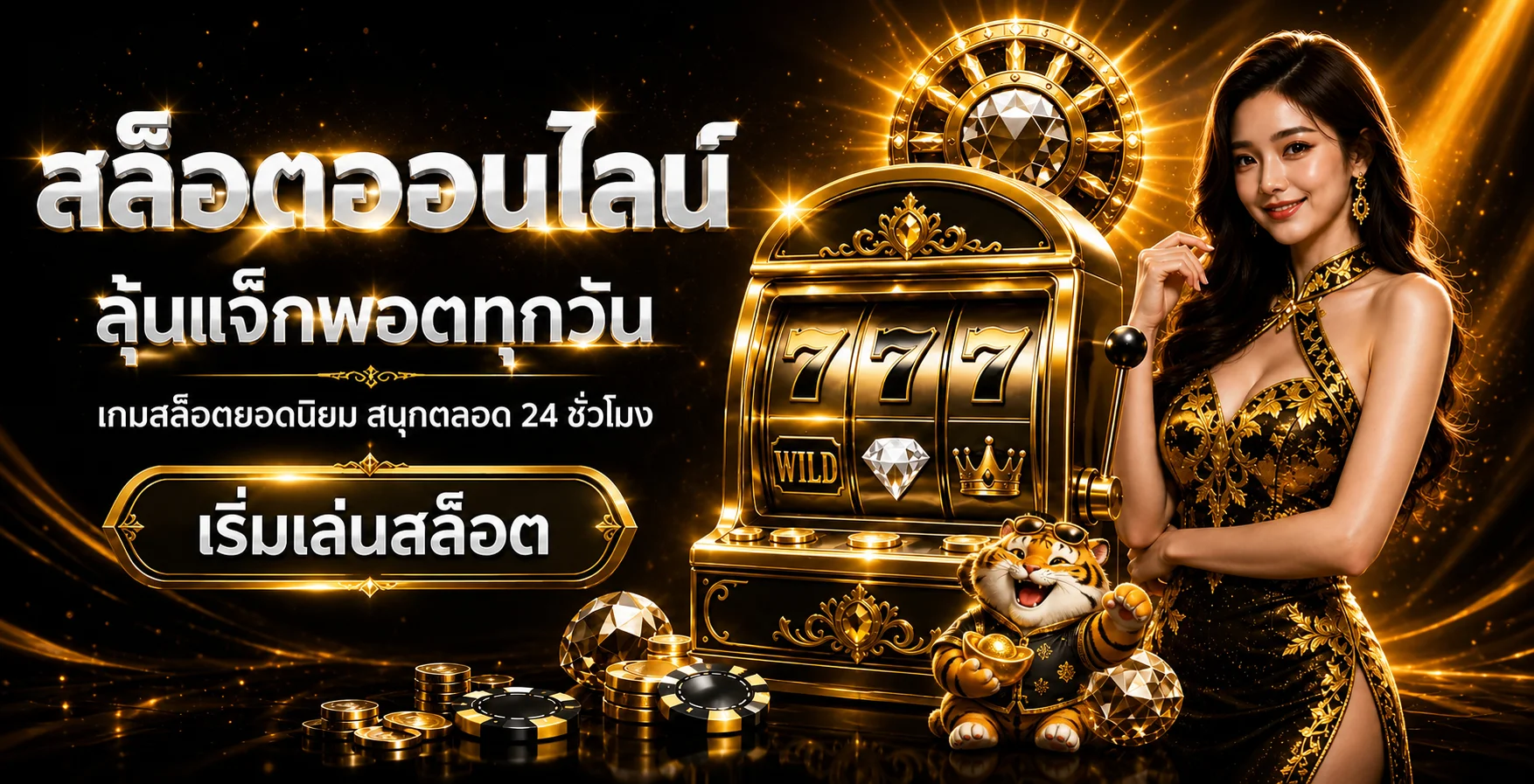 แบนเนอร์สล็อตออนไลน์ RICHGAME789 พร้อมสล็อตและมาสคอตเสือนำโชค